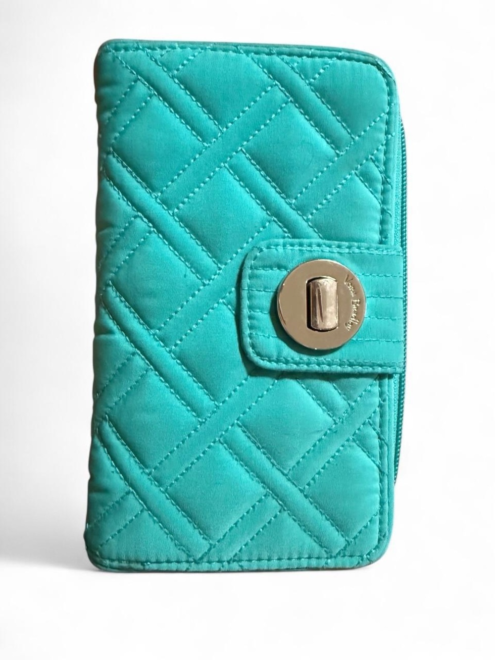 Vera Bradley Quilted Teal Phone Wallet with Turn-Lock